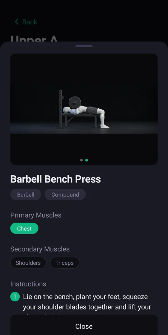 Exercise details with image and instructions